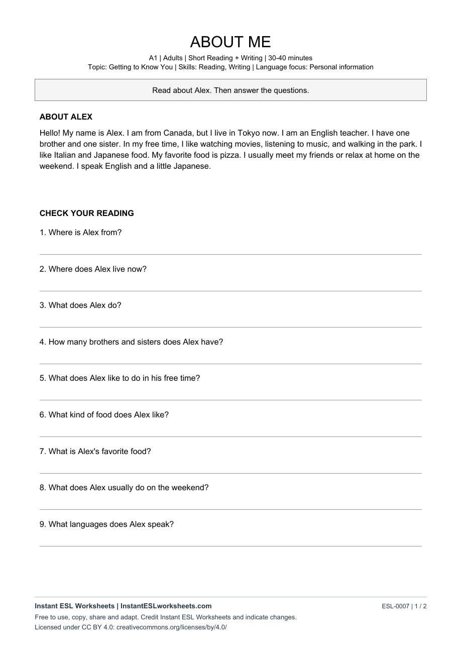 Page 1 of About Me