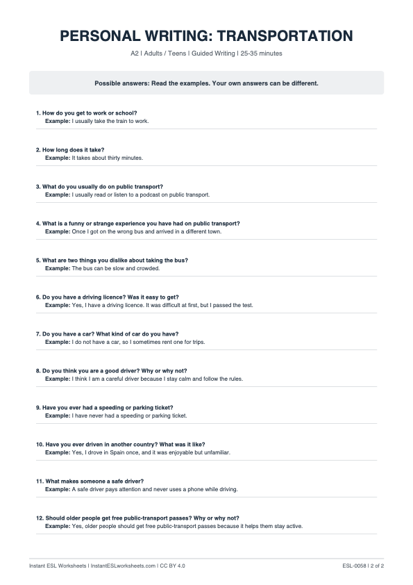 Page 2 of Transportation - answer key