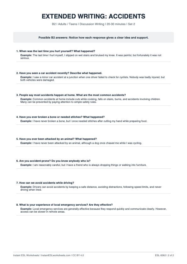 Page 2 of Accidents - answer key