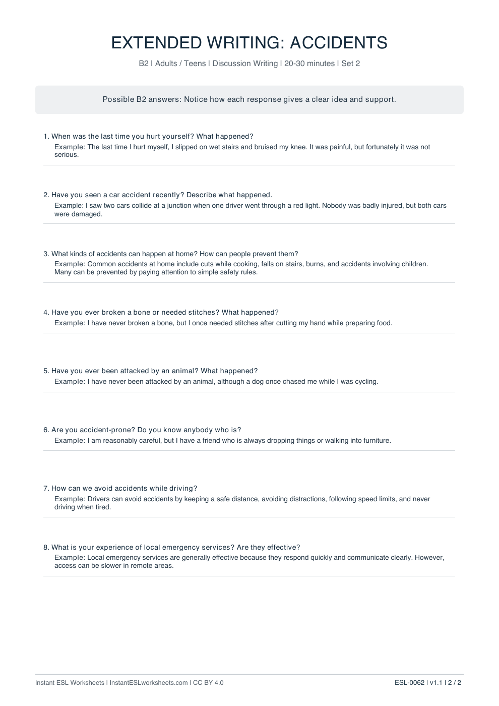 Page 2 of Accidents - answer key