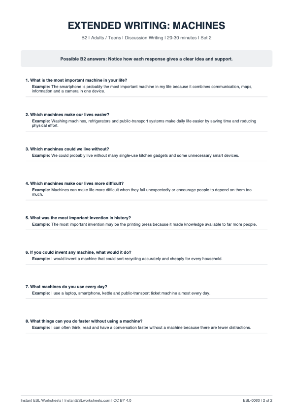 Page 2 of Machines - answer key
