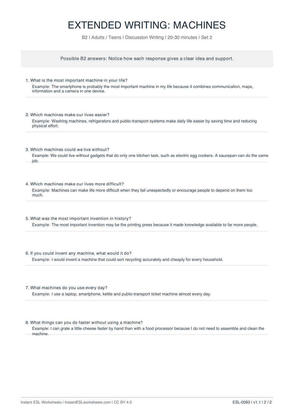 Page 2 of Machines - answer key