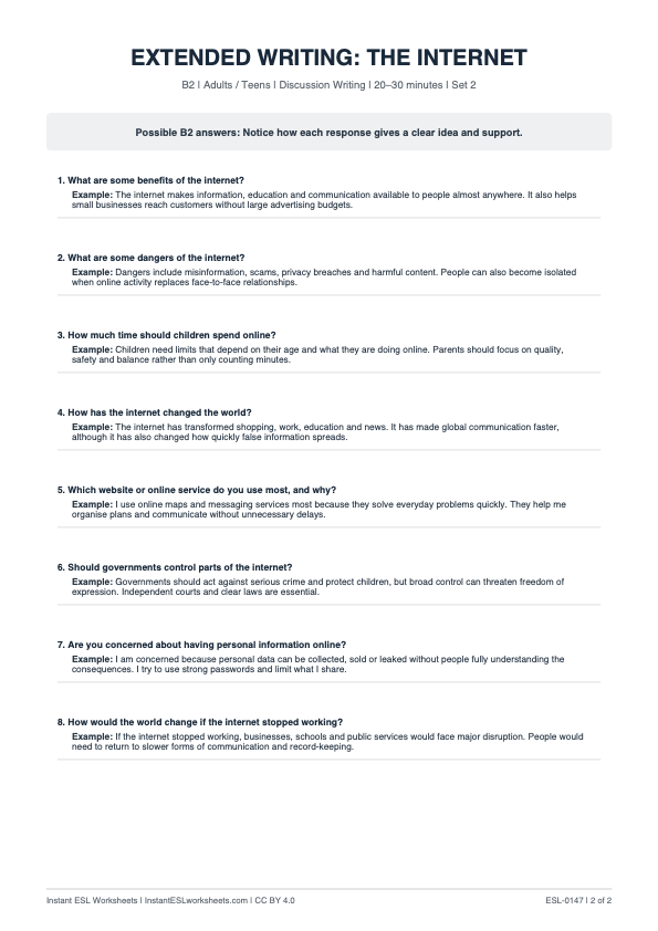 Page 2 of The Internet - answer key