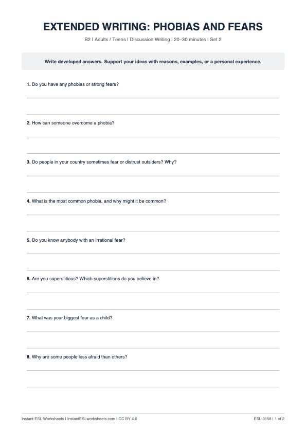 Page 1 of Phobias And Fears