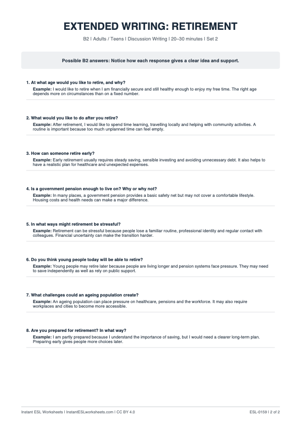 Page 2 of Retirement - answer key