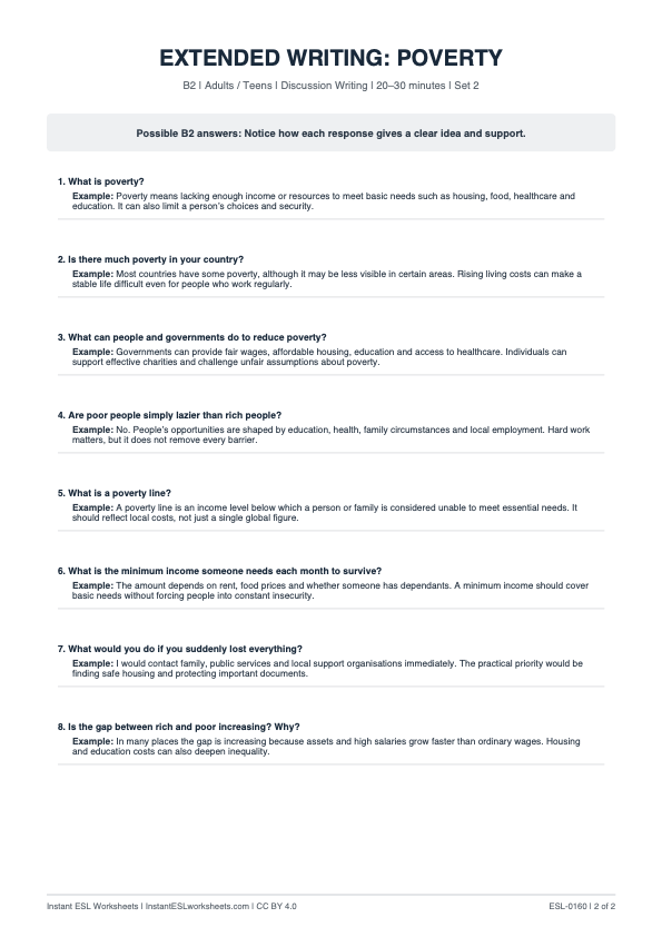 Page 2 of Poverty - answer key