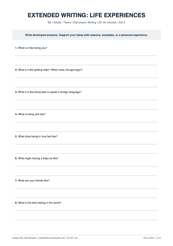 Page 1 of Life Experiences