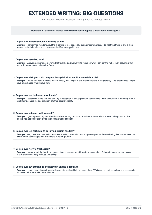 Page 2 of Big Questions - answer key
