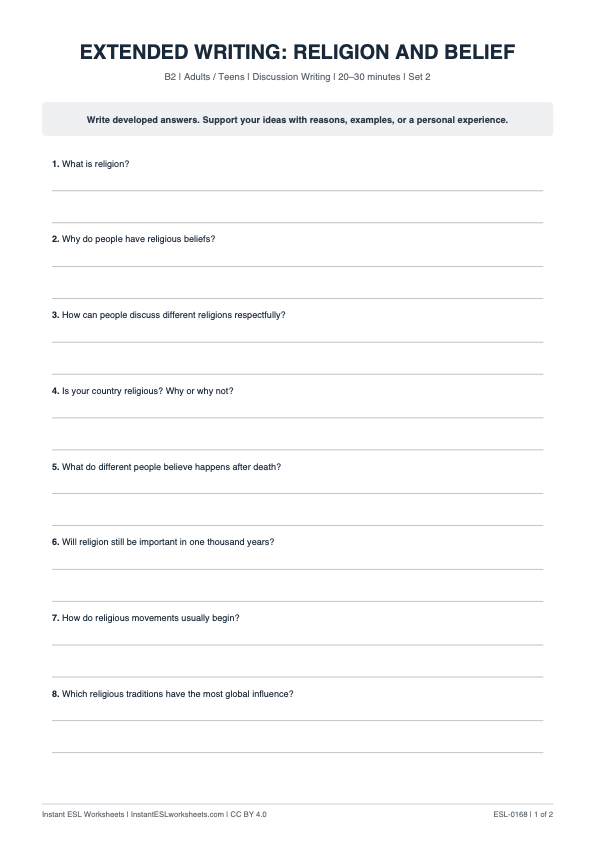 Page 1 of Religion And Belief