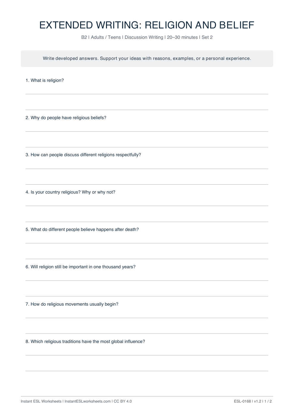 Page 1 of Religion And Belief