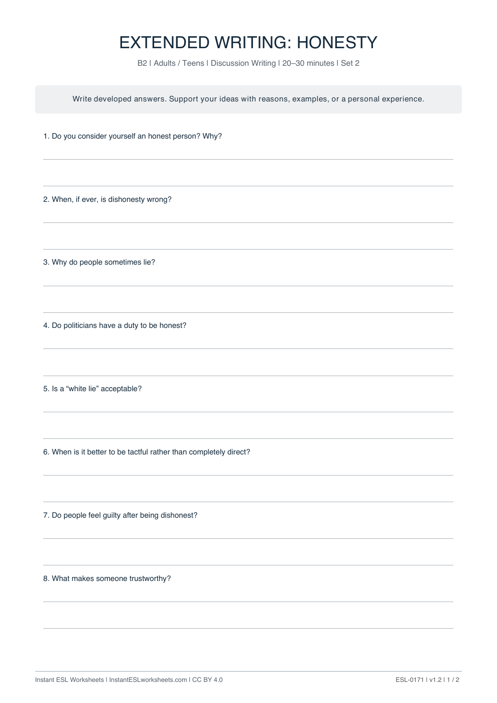 Page 1 of Honesty