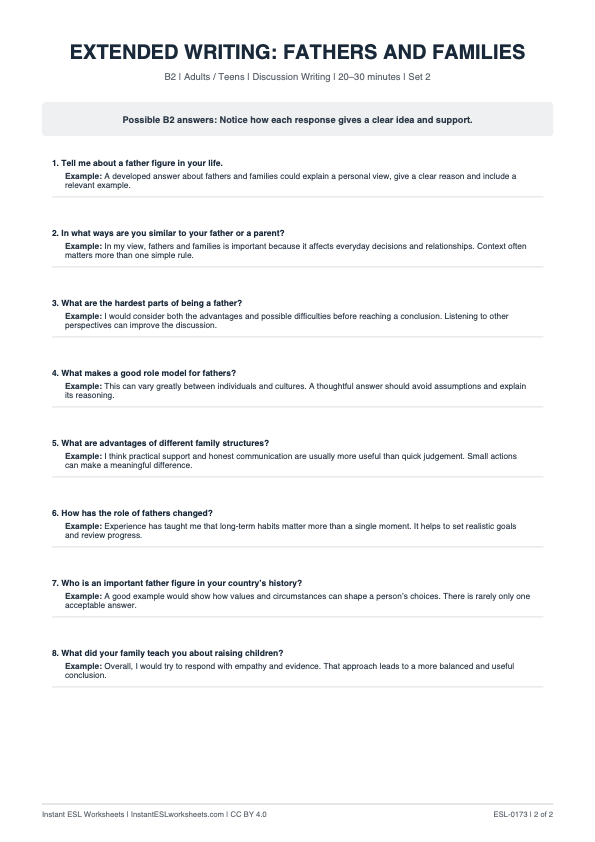 Page 2 of Fathers And Families - answer key