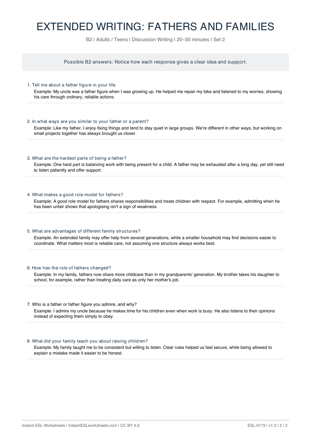 Page 2 of Fathers And Families - answer key