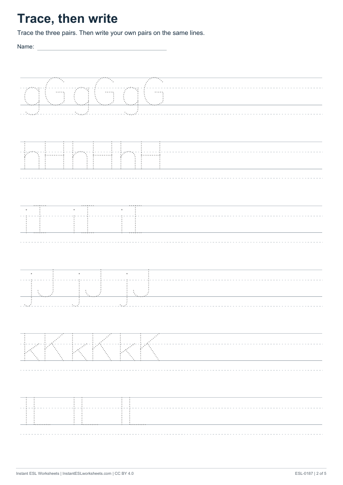 Page 2 of Alphabet Trace, Then Write: aA to zZ