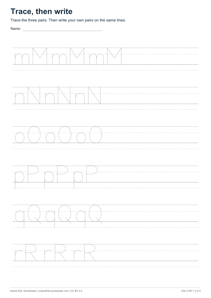 Page 3 of Alphabet Trace, Then Write: aA to zZ