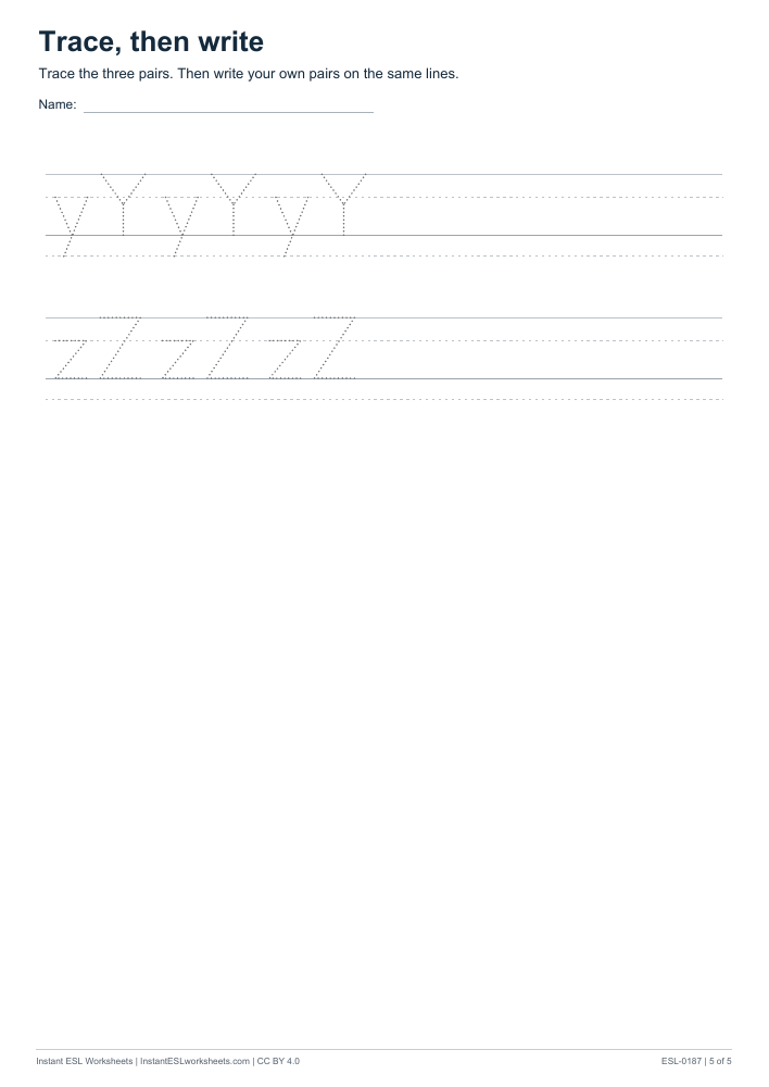 Page 5 of Alphabet Trace, Then Write: aA to zZ
