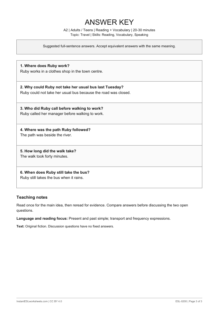 Page 3 of A Different Way to Work - answer key