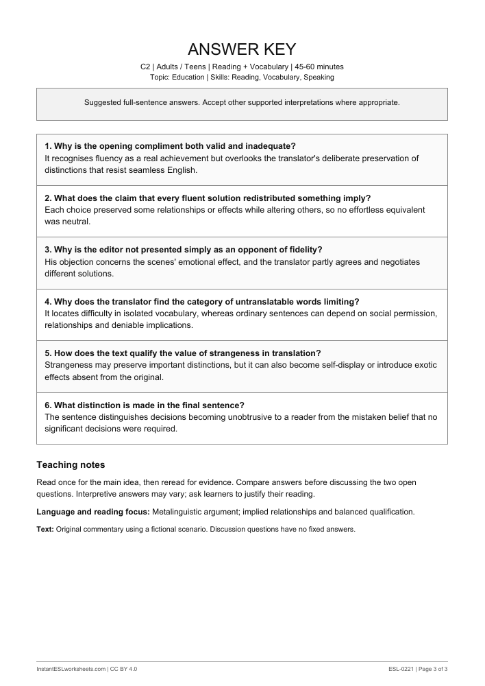 Page 3 of The Translator in the Footnote - answer key