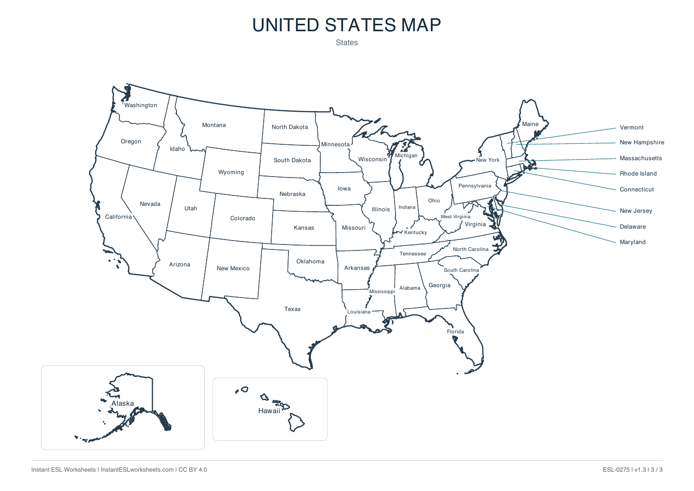 Page 3 of United States Maps: Outline, States and Labels