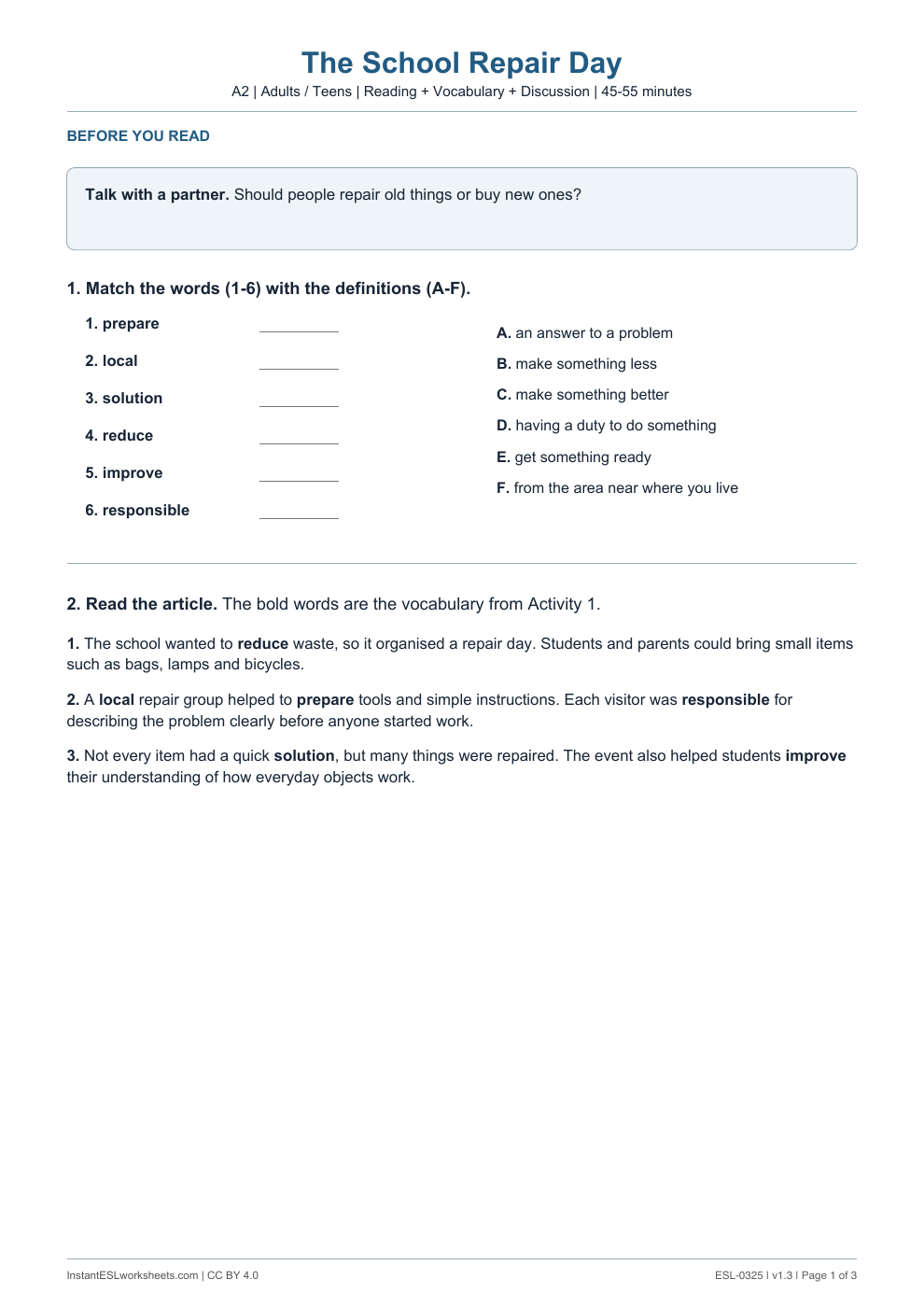 Page 1 of The School Repair Day