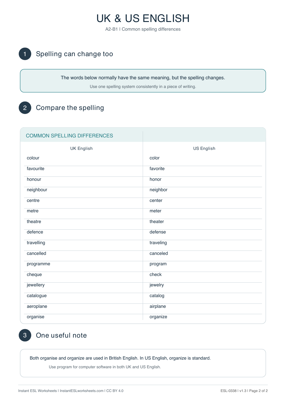 Page 2 of UK and US English