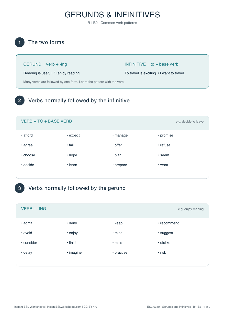Page 1 of Gerunds and Infinitives