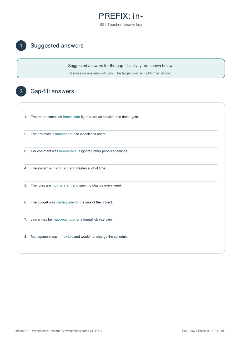 Page 3 of Prefix in- - answer key