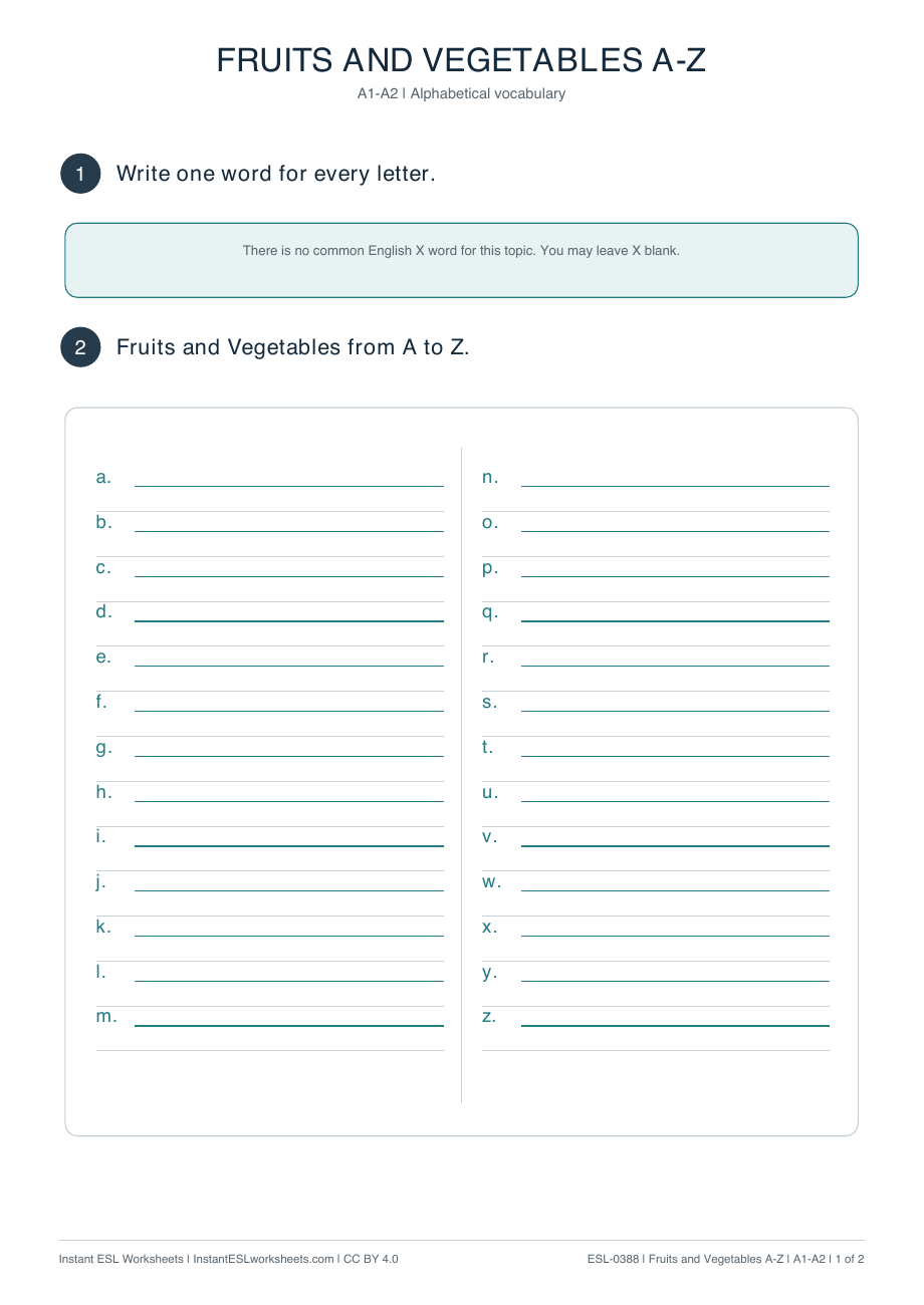 Page 1 of Fruits-and-Vegetables-A–Z