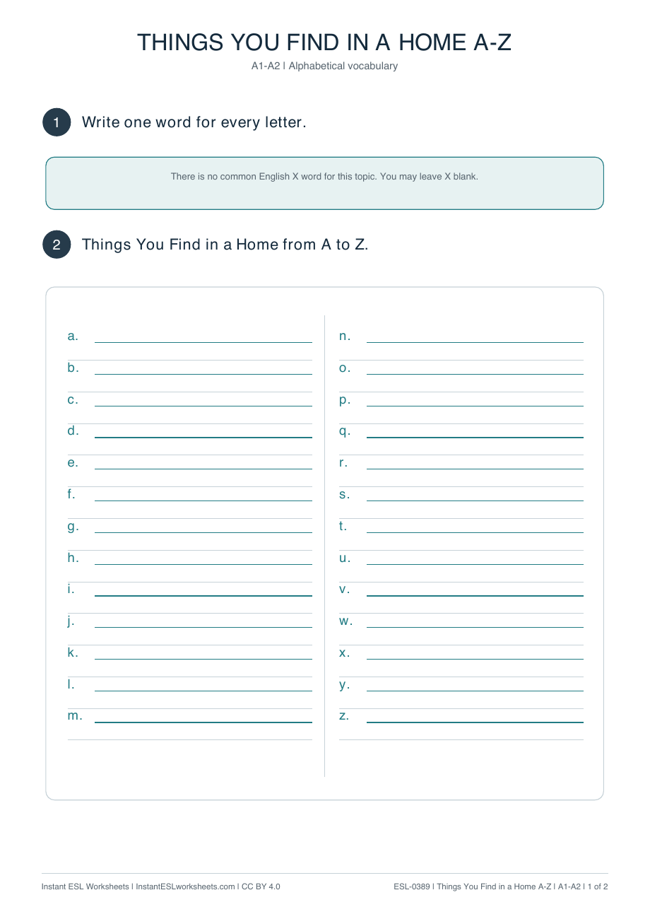 Page 1 of Things-in-a-Home-A–Z