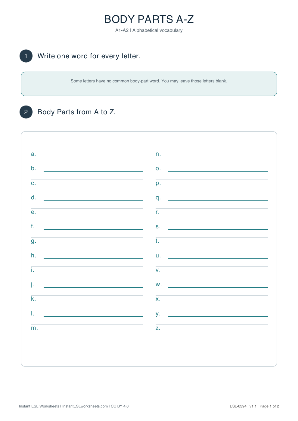 Page 1 of Body-Parts-A–Z