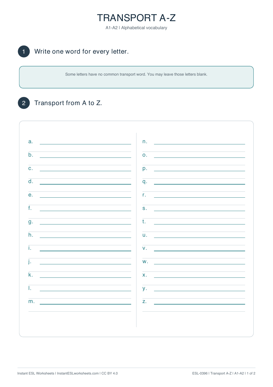 Page 1 of Transport-A–Z