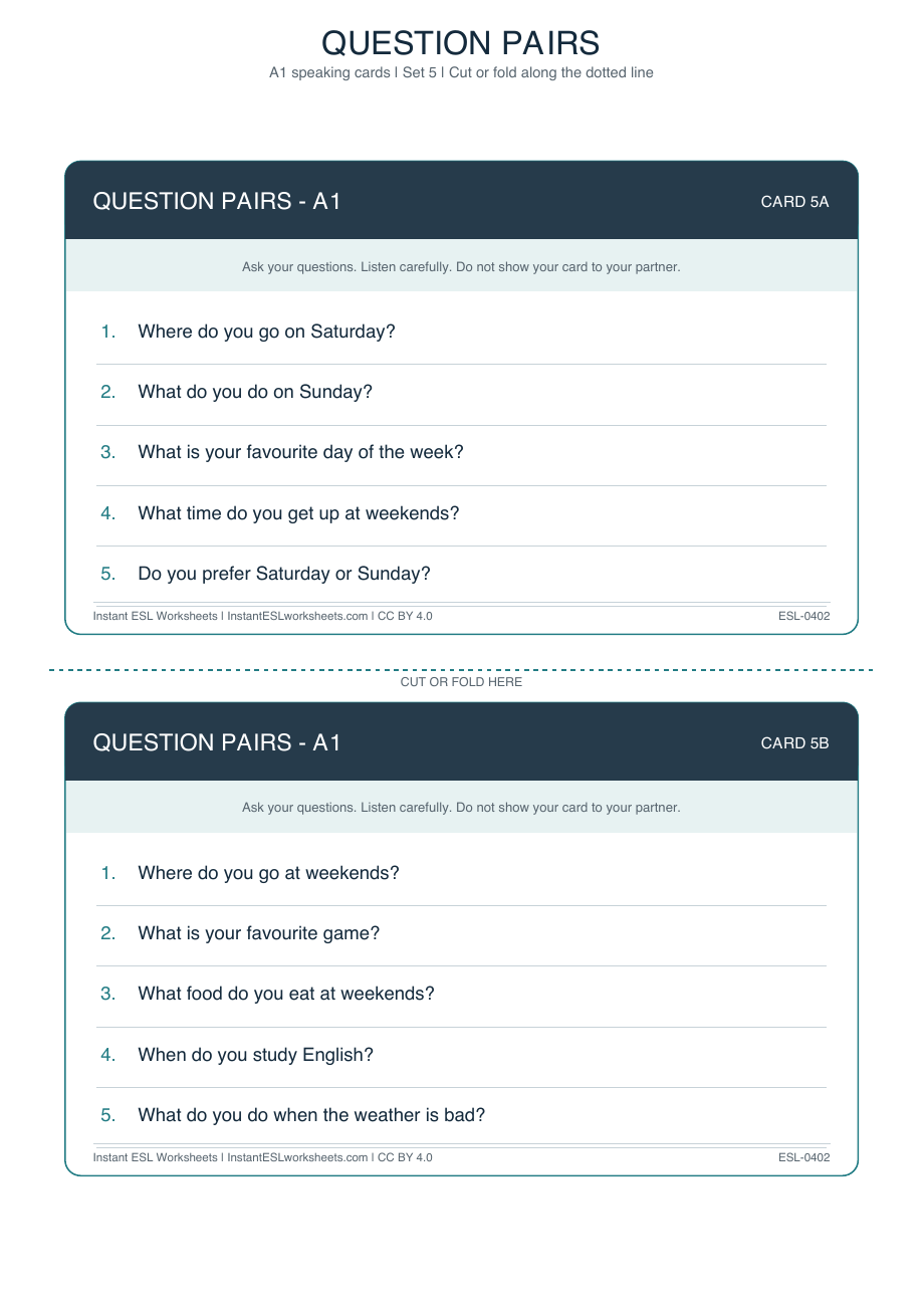 Page 1 of Question Pairs - A1 - Set 5