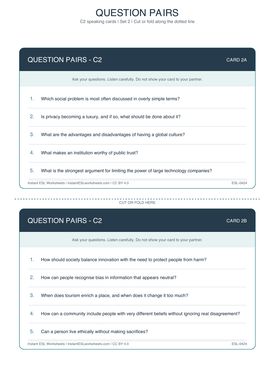 Page 1 of Question Pairs - C2 - Set 2