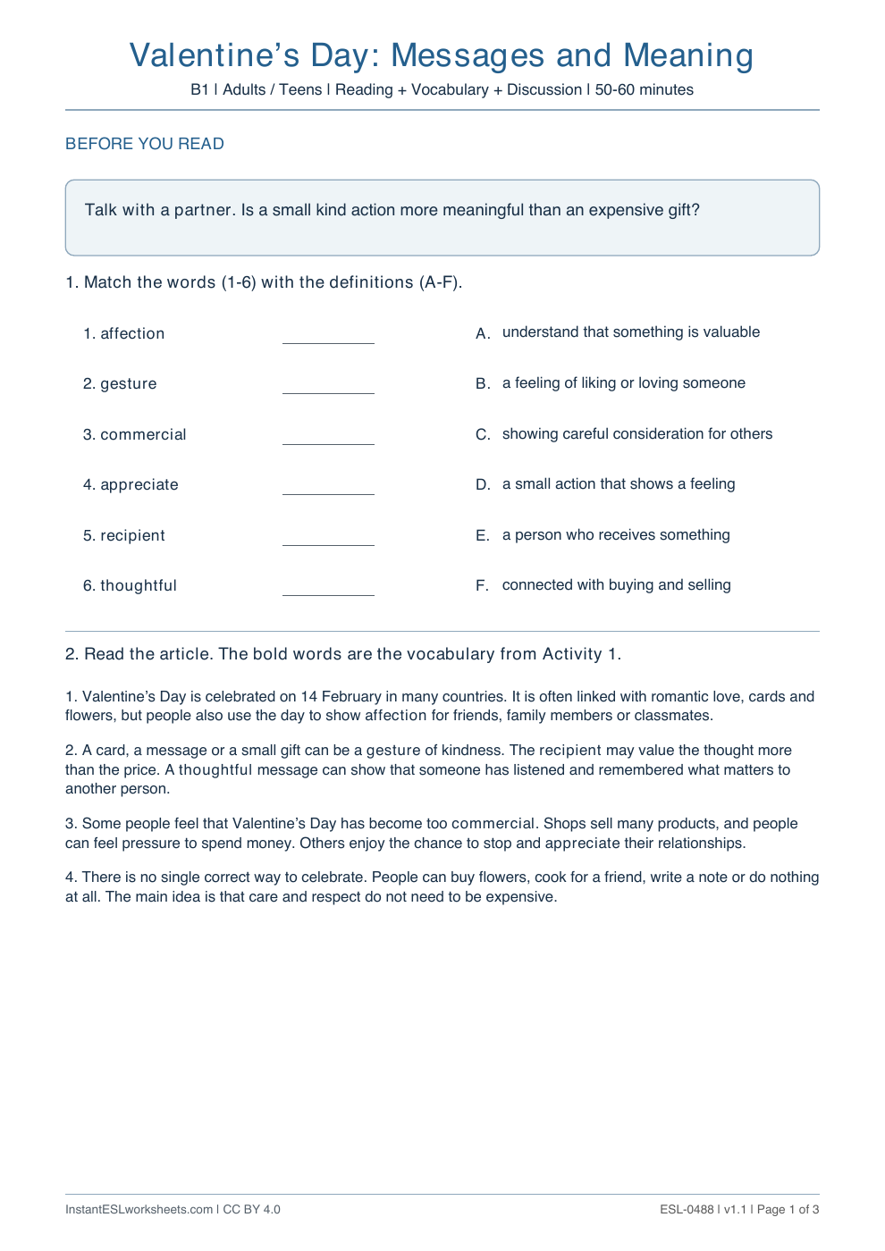 Page 1 of Valentine’s Day: Messages and Meaning