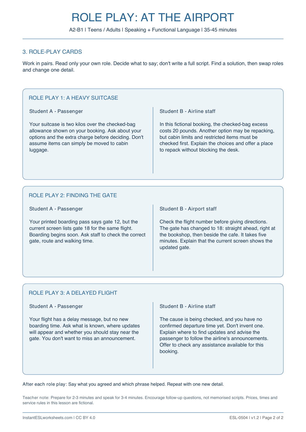 Page 2 of At the Airport - Role Play