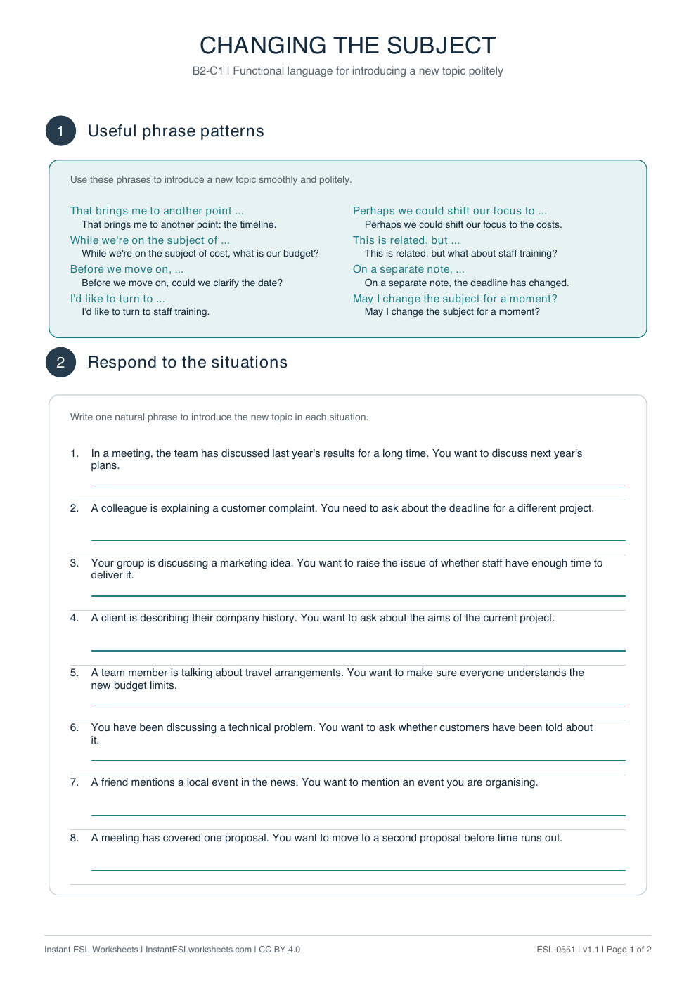 Page 1 of Changing the Subject - Functional Language