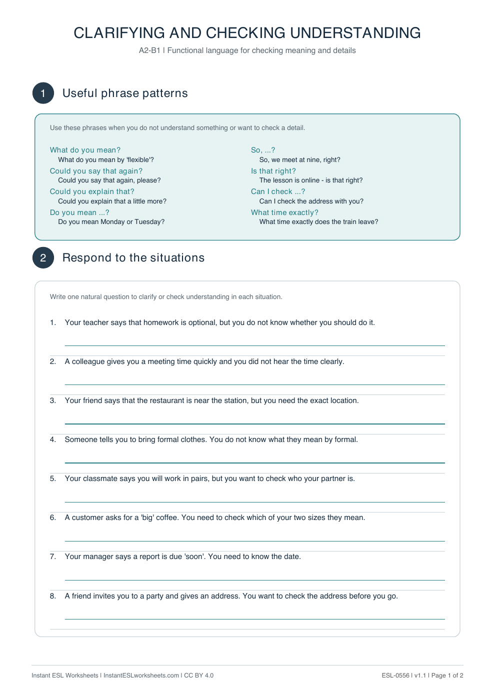Page 1 of Clarifying and Checking Understanding - Functional Language
