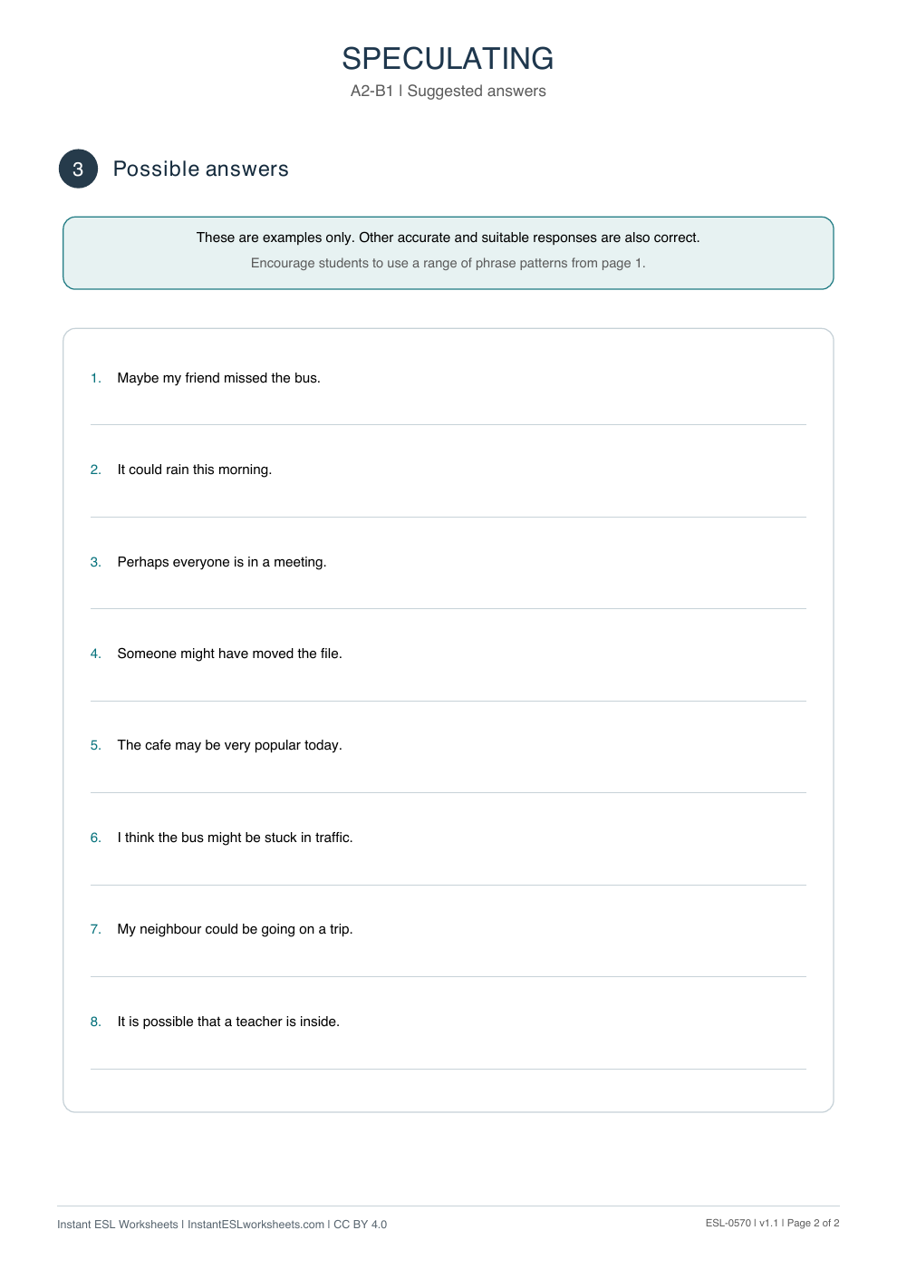 Page 2 of Speculating - Functional Language - answer key