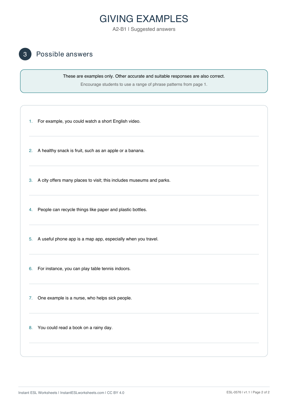 Page 2 of Giving Examples - Functional Language - answer key