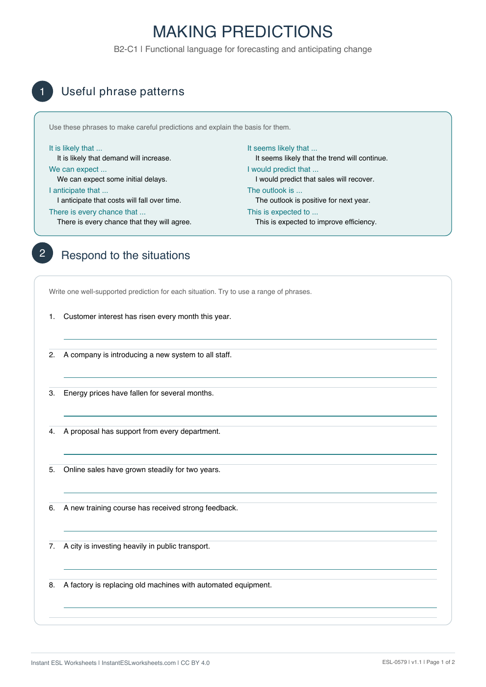 Page 1 of Making Predictions - Functional Language