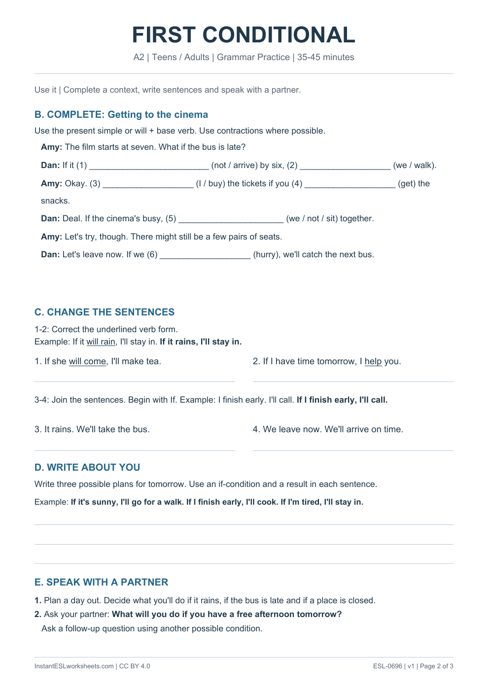 Page 2 of First Conditional - Grammar Practice