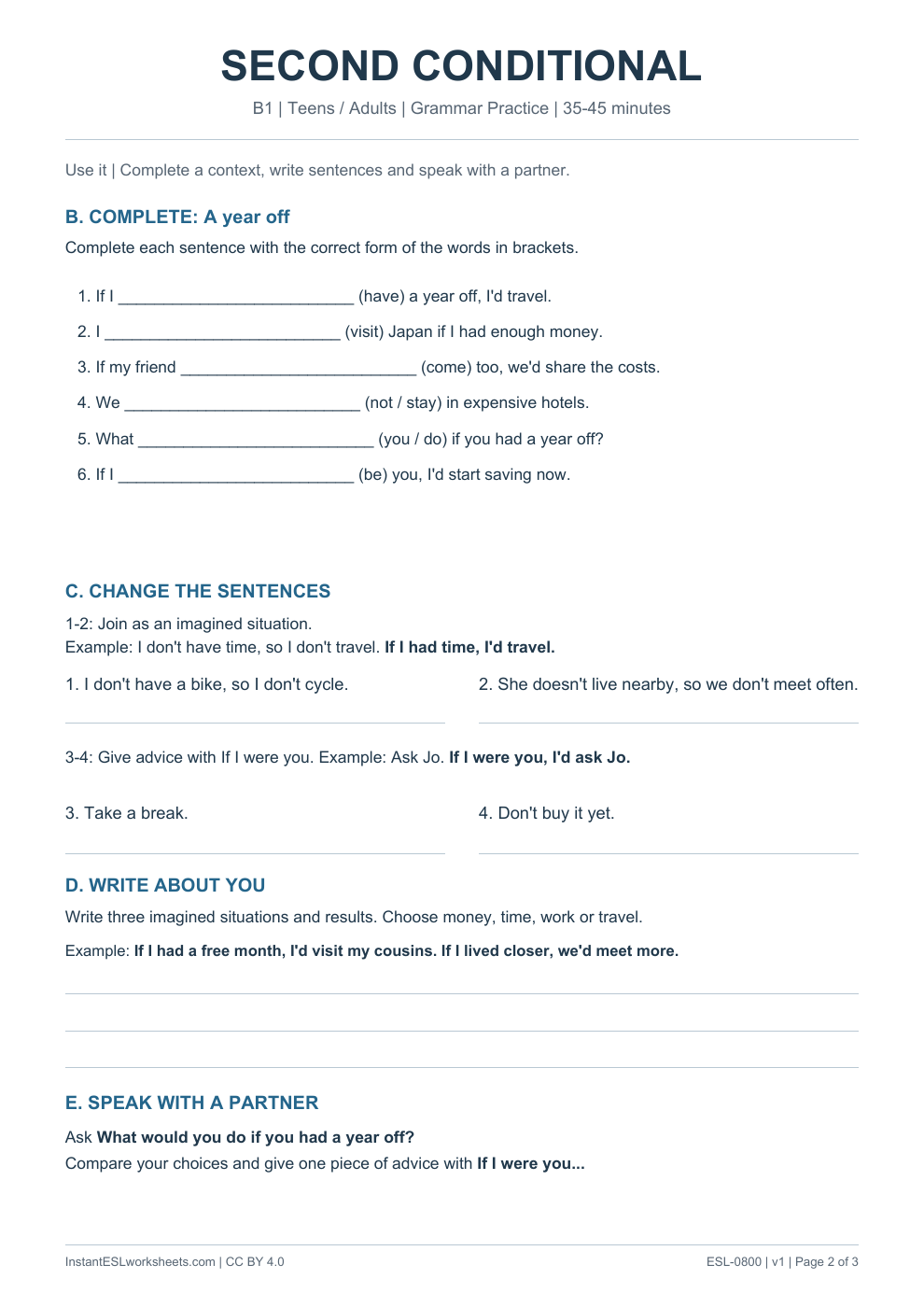 Page 2 of Second Conditional - Grammar Practice