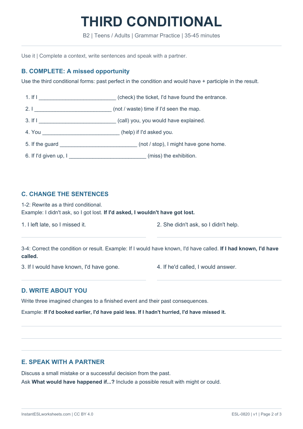 Page 2 of Third Conditional - Grammar Practice