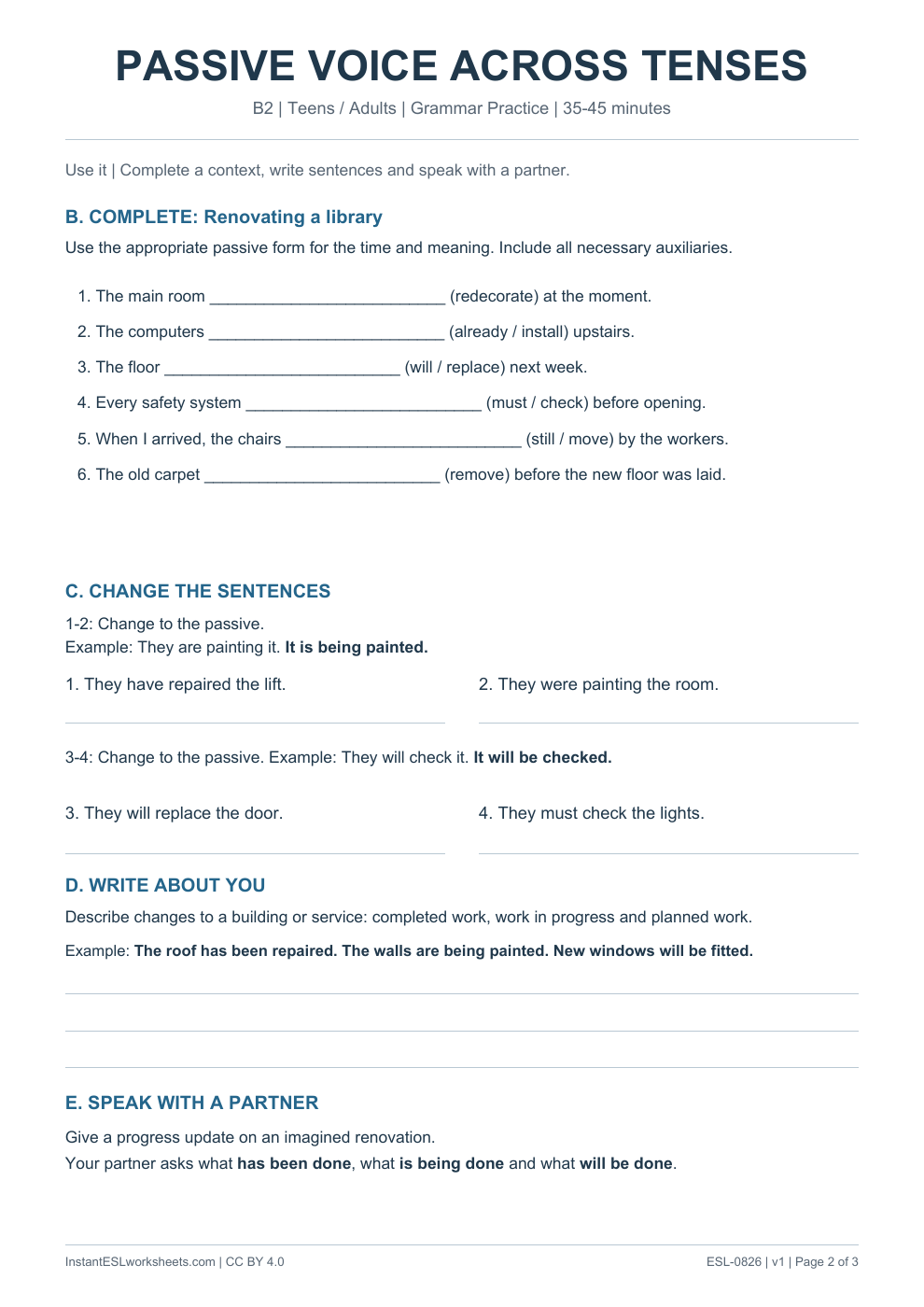 Page 2 of Passive Voice Across Tenses - Grammar Practice