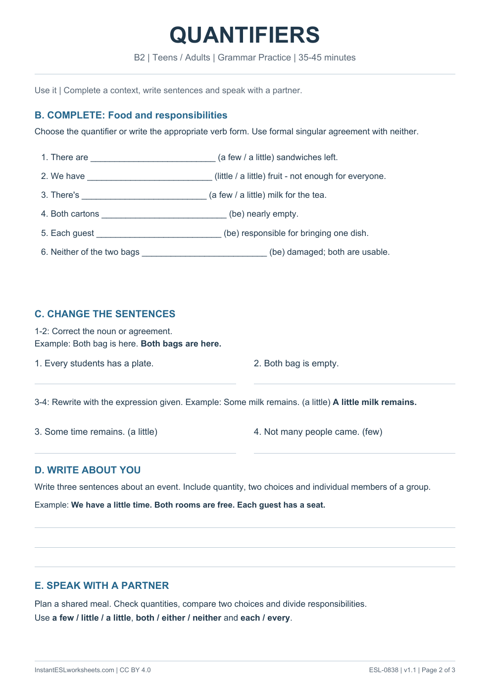 Page 2 of Quantifiers - Grammar Practice