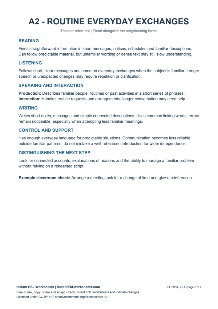 Page 3 of CEFR A1-C2 Teacher Level Overview