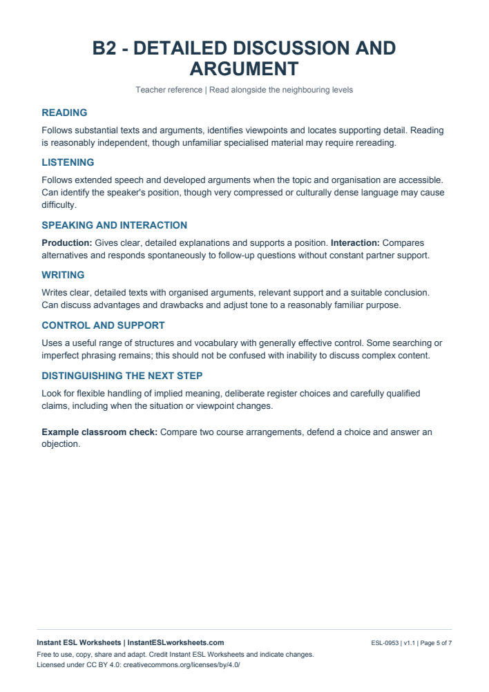 Page 5 of CEFR A1-C2 Teacher Level Overview