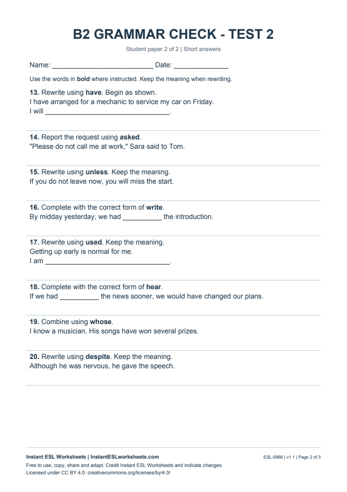 Page 2 of B2 Grammar Check - Test 2