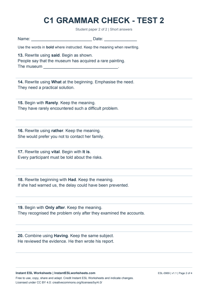 Page 2 of C1 Grammar Check - Test 2