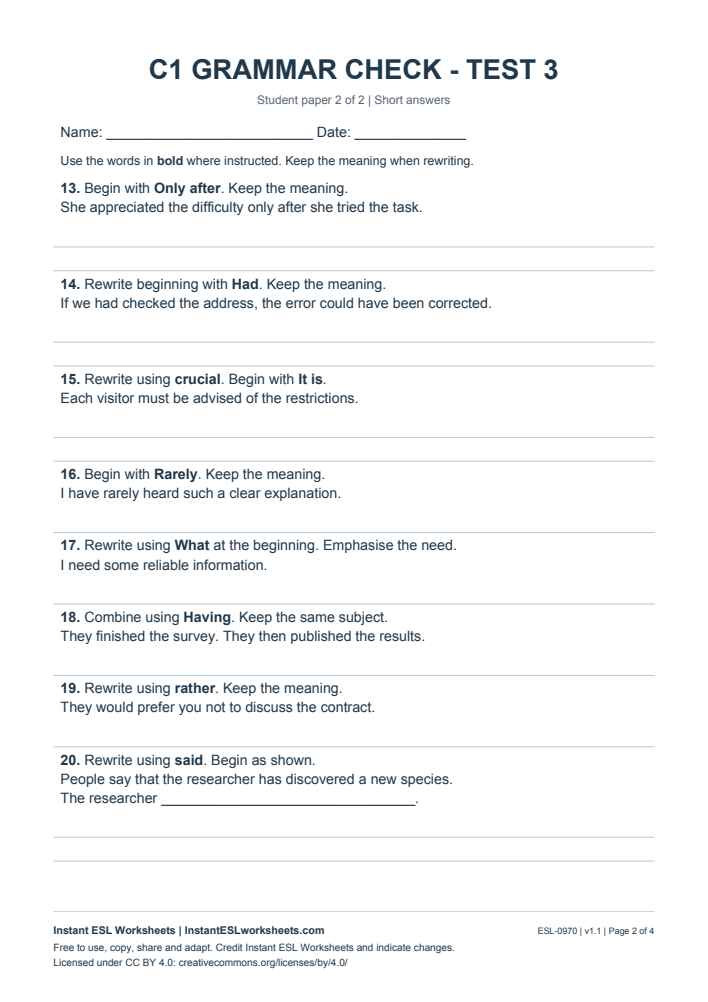 Page 2 of C1 Grammar Check - Test 3